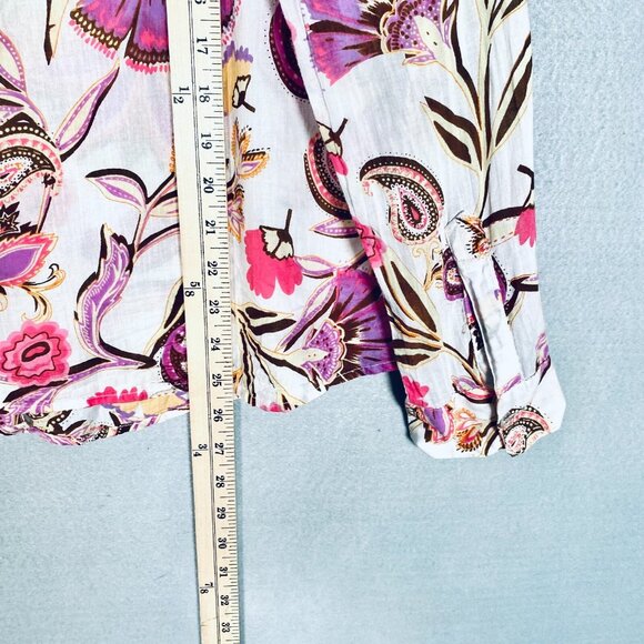 CC Chic Connection Top Womens XL Pink Cotton Floral Button Up Shirt - Picture 10 of 12